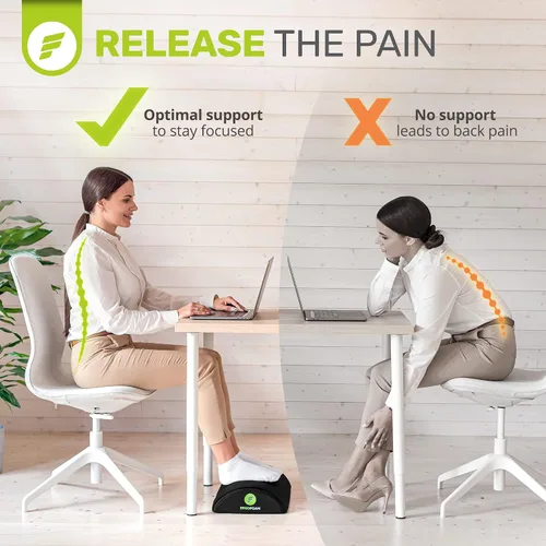 Miniatura 7 de ErgoFoam Reposapiés para debajo del escritorio en el trabajo - Reposapiés premium debajo del escritorio - Reposapiés de escritorio para dolor