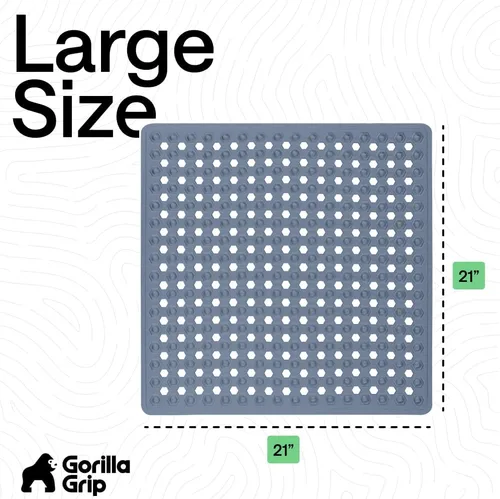 Miniatura 7 de Gorilla Grip - Alfombrilla de ducha patentada, 21 x 21 pulgadas, lavable, cuadrada, para ducha con agujeros de drenaje, ventosas. Azul cielo (Opaque)