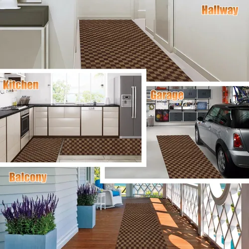 Miniatura 7 de Weidear Alfombra de pasillo con respaldo de goma, alfombra antideslizante para lavandería, alfombra lavable para interior y exterior, alfombra