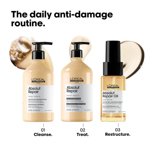 Miniatura 5 de L'Oreal Professionnel Paris Absolut Repair 10-in-1 Oil - Nourishing Multi-Benefit Hair Oil For Dry & Damaged Hair, Repairs Damage Repair & Provides