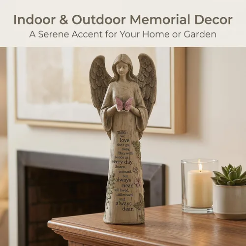 Miniatura 5 de Estatua de ángel de resina para jardín con mariposa, decoración de patio y césped, escultura impermeable al aire libre, adorno para ángel, regalos