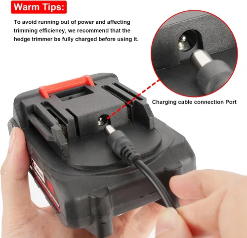Miniatura 8 de TOOVEM - Cortasetos inalámbrico 2 en 1 con 2 baterías recargables y cargador, cortador eléctrico de 24 V para jardín, césped (amarillo)