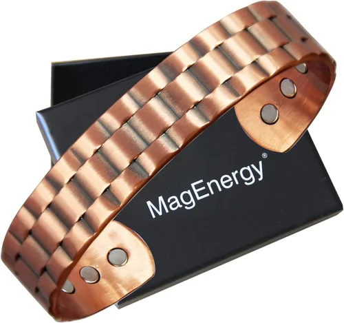 Pulsera de cobre para hombre, pulsera magnética de cobre puro con 6 potentes imanes, regalo para padre, huaband o novio en aniversario, cumpleaños,