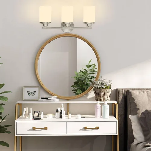 Miniatura 3 de Lámparas de baño, luces de baño negras mate, luz de tocador de 4 luces sobre espejo, moderna lámpara de tocador con vidrio esmerilado