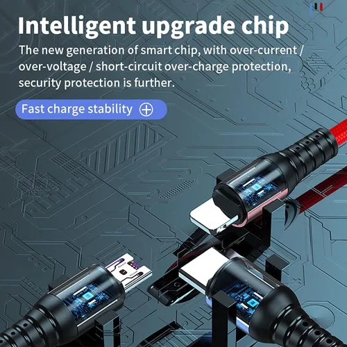 Miniatura 9 de Juego de cables de carga USB multifunción, paquete de 3 cables trenzados de nailon 3 en 1, múltiples cables de carga rápida para el hogar, oficina