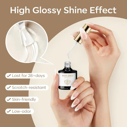 Miniatura 7 de Modelones - Adhesivo en gel para uñas con capa superior y deshidratador de preparación, 3 piezas de 15 ml, kit de adhesivo en gel 9 en 1