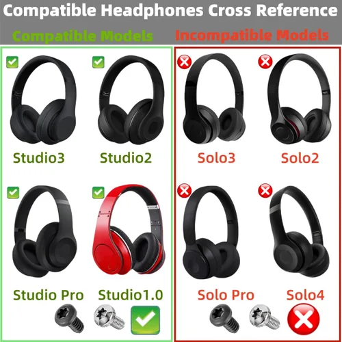 Miniatura 3 de Tornillos de repuesto para auriculares Beats Studio Pro Studio3 Studio3 Studio2-16 Pack Kit de reparación de diadema de acero inoxidable negro