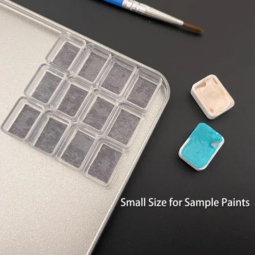 Miniatura 4 de Sartenes de acuarela vacías con rayas magnéticas – 100 piezas de plástico de 0.0 fl oz kits de sartenes para bricolaje acuarelas o acrílicos pintura