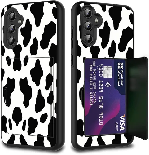 Miniatura 66 de Funda híbrida de doble capa con función atril para Samsung Galaxy A16 5G de 6.9 pulgadas, diseño de vaca con bandera estadounidense