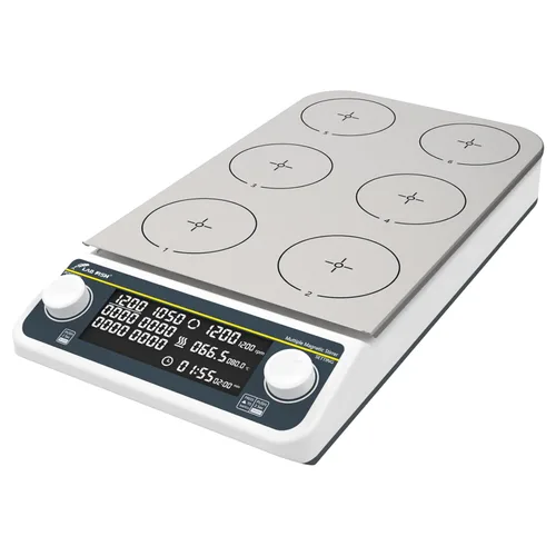 Miniatura 7 de LAB FISH Laboratorio Digital Multi Lugar Agitador Magnético Velocidad 50-1500RPM 6x500ML Posición Agitar Placa Sincronización y Control Asincrónico