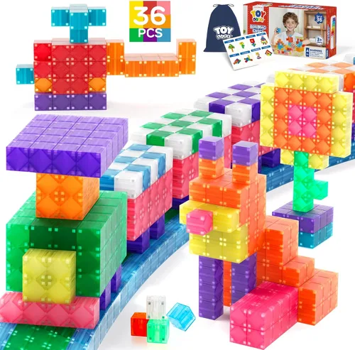 TOY Life 36 piezas de bloques magnéticos para niños de 4 a 8 años, bloques de construcción magnéticos para niños pequeños de 3 a 5 años, juguetes