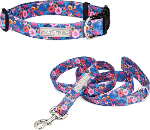 Miniatura 78 de Lucky Love Dog - Collar para perras pequeñas, diseño Blackbird de estampado alegre con flores de primavera y verano, talla XS