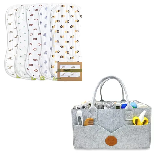 KeaBabies Paquete de 5 paños de muselina para eructos y organizador de pañales para bebé, esencial para recién nacidos, niños, niñas, regalo