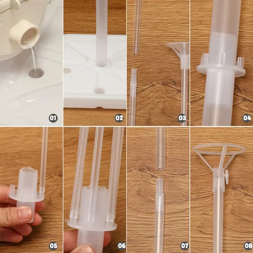 Miniatura 6 de Leyndo Juego de 4 soportes para globos de 63 pulgadas de altura transparente para soportes de suelo para centro de mesa para decoración