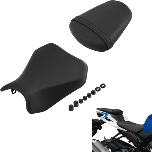 Miniatura 12 de TCMT Asiento delantero para conductor y asiento trasero para pasajero para Suzuki GSXR600 2004-2005, color negro Negro 2008-2010