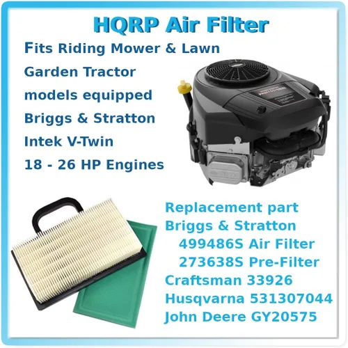 Miniatura 5 de HQRP Cartucho de filtro con prelimpiador compatible con Cub Cadet RZT 22 / RZT22 / RZT50 50 "Cero Giro Cortacésped, 499486S 273638S Reemplazo