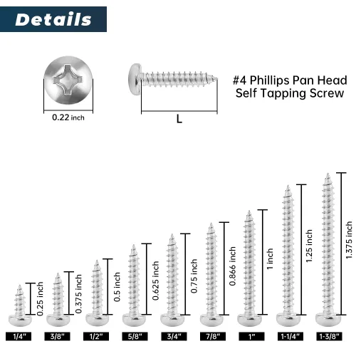 Miniatura 7 de Glvaner #4 tornillos autorroscantes de cabeza plana de 1-1/4 pulgadas (100 piezas) para madera, acero inoxidable 18/8 304, tornillos de chapa