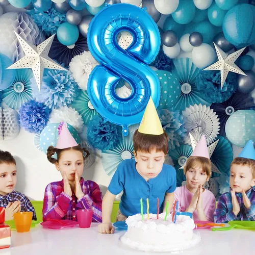 Miniatura 5 de Globo azul con número 8 de 40 pulgadas, globos grandes de helio de lámina con número, globos gigantes de Mylar número 8 para suministros