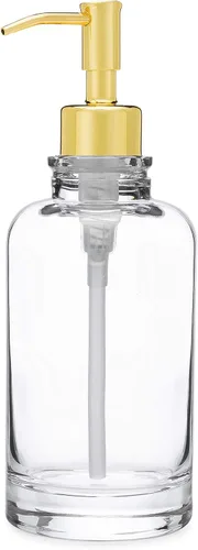 Miniatura 10 de Rail19 Sonoma Dispensador de jabón de vidrio transparente, jabón líquido de manos y loción para encimera de cocina y baño, 10 onzas (latón antiguo)
