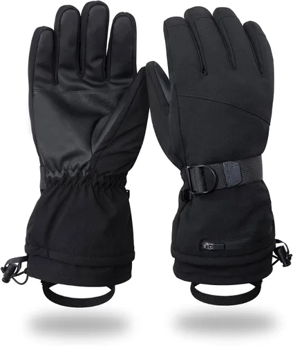 Ixsun Guantes de esquí para hombres y mujeres, bolsillo con cremallera, suaves, cálidos, impermeables, resistentes al viento, adecuados para esquís