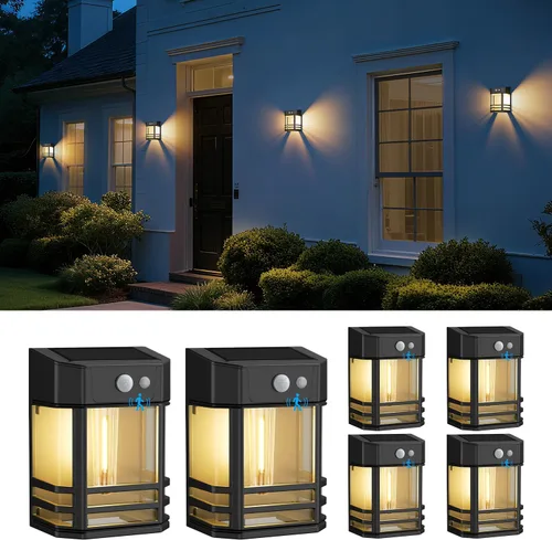 Miniatura 10 de btfarm Luces solares de pared para exteriores, 3 modos de luces con sensor de movimiento, del anochecer al amanecer, luz impermeable IP65