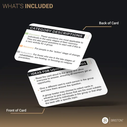 Miniatura 6 de Briston Tarjetas flash de recuperación de adicciones - 70 tarjetas de preguntas de terapia para asesoramiento grupal y salud mental - Indicaciones