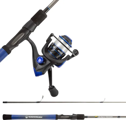 Miniatura 8 de Wakeman Outdoors - Combo de caña de pescar y carrete, poste de carbono de 6 pies 6 pulgadas, carrete giratorio y mango de agarre de golf, lubina