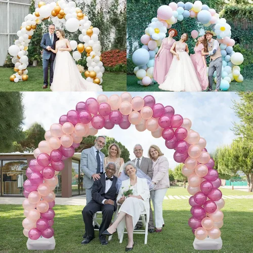 Miniatura 7 de Kit de arco de globos con base de 9 pies de altura y 10 pies de ancho, soporte de arco de globos ajustable con bombas, base rellenable de agua