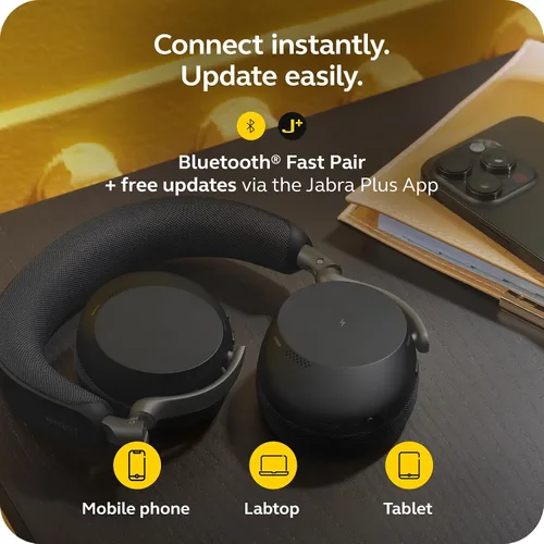 Miniatura 12 de Jabra Evolve3 75 Auriculares inalámbricos Bluetooth con micrófono para el trabajo, USB-A, tecnología de llamada de voz AI, cancelación activa