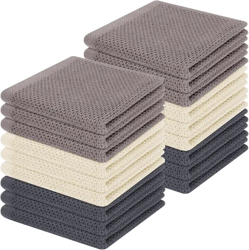 Miniatura 315 de Homaxy Paños de cocina de 100% algodón con tejido de gofre, ultra suaves, absorbentes, de secado rápido, 12 x 12 pulgadas, paquete de 6, amarillo