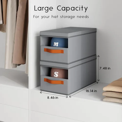 Miniatura 2 de Homsorout Organizador de sombreros para gorras de béisbol, paquete de 3 cajas de almacenamiento extraíbles con ventana transparente, soporte