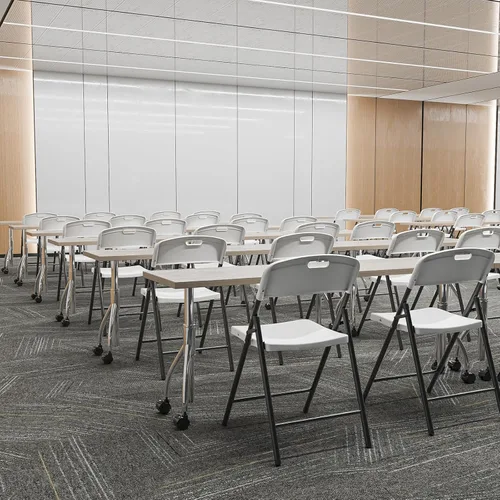 Miniatura 9 de Bonnlo Paquete de 2 sillas plegables de plástico negro, asiento portátil con marco de acero resistente para uso en interiores y exteriores, perfecto