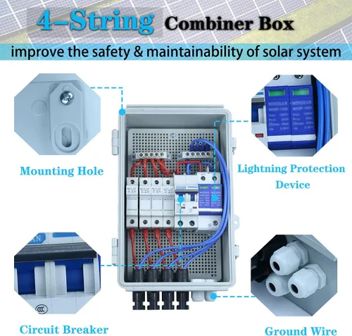 Miniatura 3 de Sistema solar de 960 vatios y 12 voltios fuera de la red: 8 paneles solares de vidrio monocristalino de 120 W + caja combinadora de 4 cuerdas +