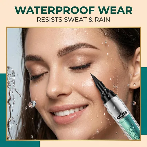 Miniatura 5 de Bolígrafo de tinta 2 en 1 para cejas y delineador de ojos, punta de cuatro garras, impermeable, de larga duración, disponible en marrón claro