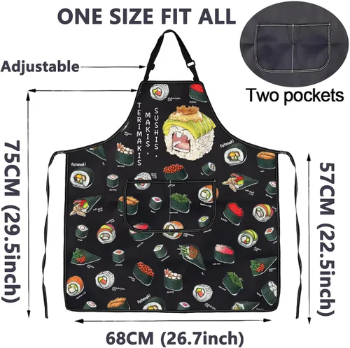 Miniatura 2 de CMNIM Delantales japoneses para sushi con bolsillos, para sushi, chef, para sushi, cocina, cocina japonesa, para regalar a los amantes del sushi