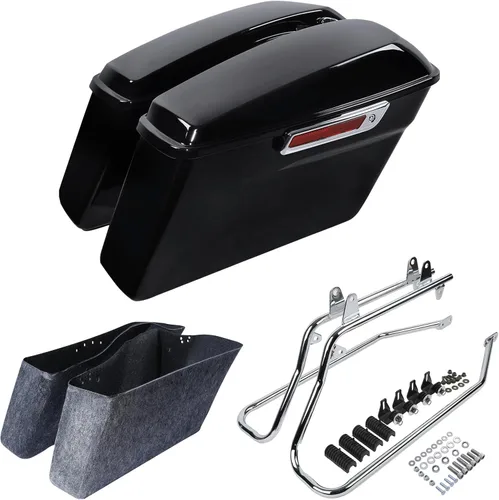 Miniatura 12 de SLMOTO Alforjas rígidas para motocicleta para Harley, alforjas rígidas con soportes de conversión negros, compatibles con Harley Street Glide