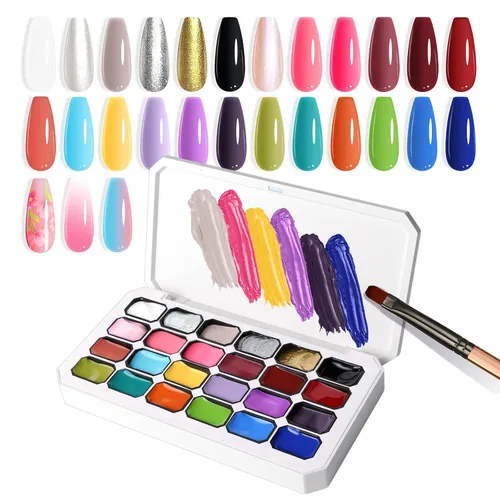 Miniatura 30 de Gel de Pintura con Degradado, 12 Colores Brillantes de Esmalte de Uñas en Gel Ombré para Uñas con Pigmento Pat Aura, Manicura Francesa DIY, Arte