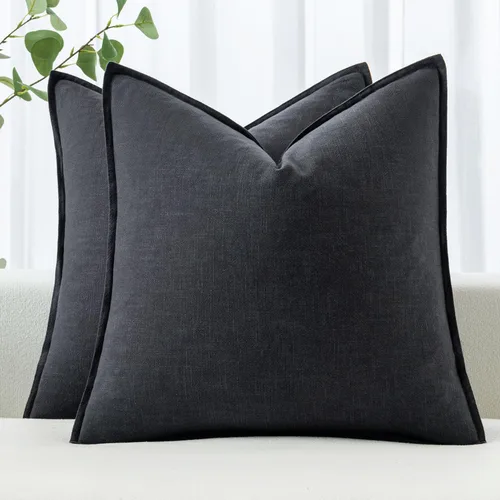 Miniatura 53 de MIULEE - Juego de 2 fundas de almohada decorativas de lino, estilo bohemio, rústico, neutral, para sofá, cama, 16 x 16 pulgadas, color marrón