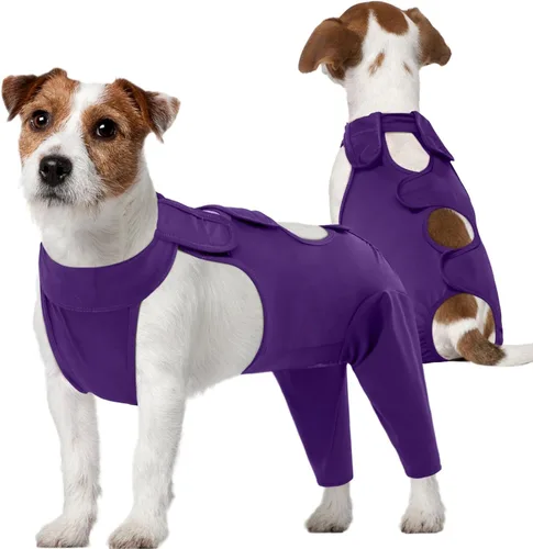 Miniatura 9 de Kuoser Manga de Protección para Heridas en Muslos para Perros, Traje de Recuperación Quirúrgica para Perros para Patas Traseras, Manga de Verde