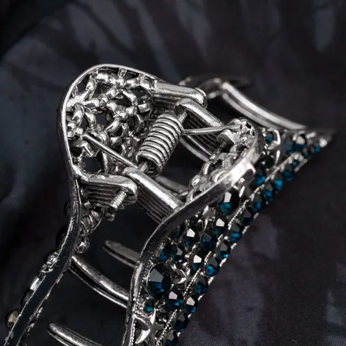 Miniatura 6 de Pinzas de metal para el cabello para mujeres y niñas, estilo retro ligero con diamantes de imitación brillantes con diamantes de imitación