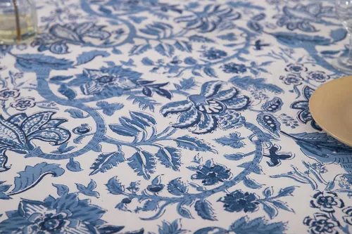 Miniatura 3 de Labhanshi Indian Hand Block Print Round 72 Inch 6-Seater and Rectangle 72x108 Inches 8 Seater Table Cloth for Kitchen Dining Table Cotton Floral