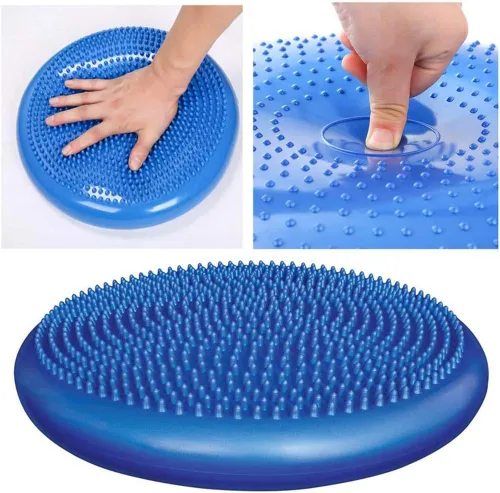 Miniatura 3 de Cojín de estabilidad inflado, cojín de asiento de equilibrio de yoga para aliviar el dolor, recuperación del suelo pélvico, entrenamiento de Azul