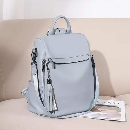 Miniatura 42 de Bromen - Mochila tipo bolso de mano de piel antirrobo para mujer a la moda, Beige floral, L