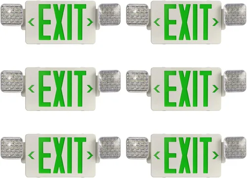 Miniatura 8 de TANLUX Letrero de salida de carcasa negra con luces de emergencia, luz LED de salida de emergencia con batería de respaldo, certificación UL, combo