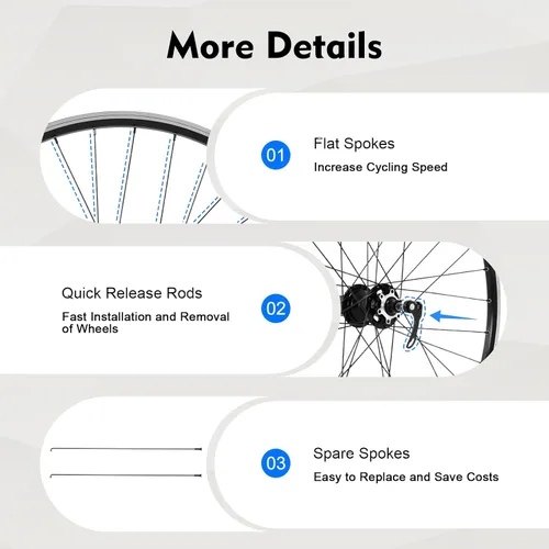 Miniatura 8 de Fit7 Ruedas de bicicleta – Freno de disco de 27.5/29 pulgadas, ruedas delanteras y traseras de bicicleta de montaña de liberación rápida para Buje