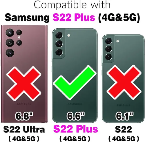 Miniatura 2 de Asuwish Funda compatible con Samsung Galaxy S22 Plus 5G y protector de pantalla de vidrio templado, soporte para tarjeta celular, ranuras
