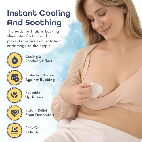 Miniatura 2 de First Days Maternity - Almohadillas de hidrogel para pezones doloridos, alivio instantáneo de enfriamiento, adecuadas para todo