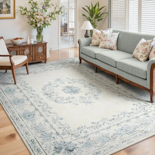 Miniatura 40 de Wonnitar Alfombras rosas para dormitorio, niñas, guardería, alfombra lavable con estampado floral de 5 x 7 pies, bohemio, ultrafina, antideslizante