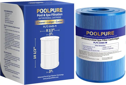 POOLPURE Filtro de spa antimicrobiano PLFC-8465-M sustituye a Watkins 31114, compatible con Unicel C-8465RA, Pleatco PWK65-M, Filbur FC-3960M,