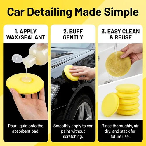 Miniatura 2 de PSLER Almohadillas aplicadoras de espuma – Almohadilla aplicadora de cera de coche de espuma para detallar, esponjas de pulido redondas de 4